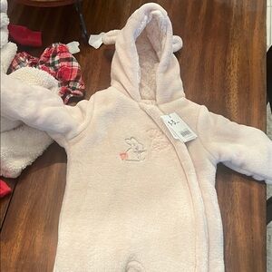 Soft Pink Baby Hooded Footie